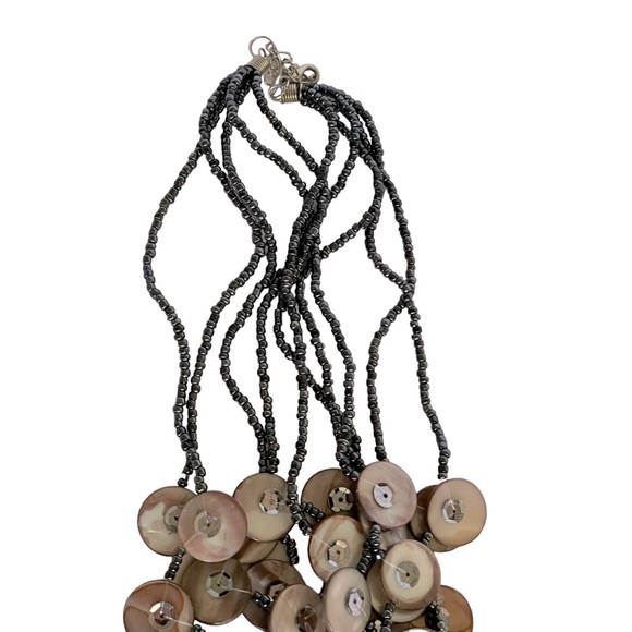 Gray Multi-strand Beaded Necklace And Earrings Set - Picture 10 of 12